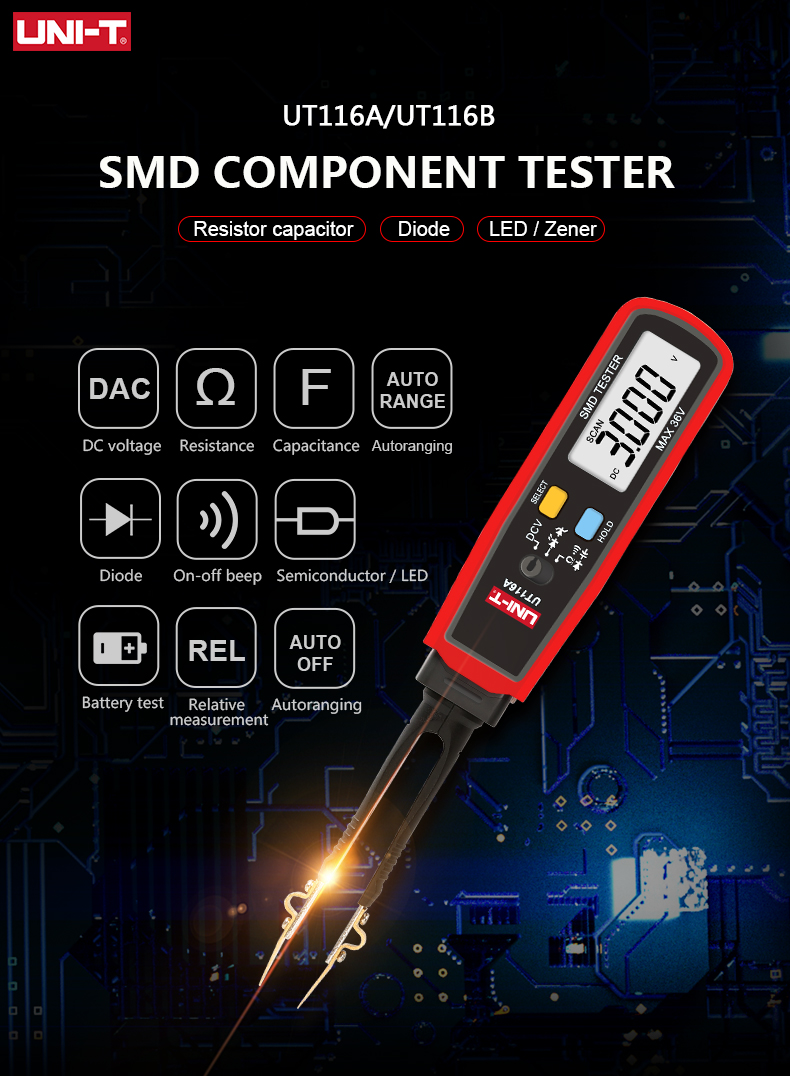 Цифровой пинцет-тестер UT116A  – обзор и цена Smd Tweezer Set